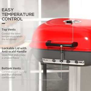 Griglia a Carbone Pieghevole in Acciaio con Ruote, Ripiani e Design Leggero per Barbecue, Picnic all'Aperto e Campeggio - Product Image 4