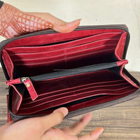 Dompet Kulit Asli Buatan Tangan dengan Ritsleting dan Tali Pergelangan Tangan, Gaya Barat, Tas Tangan Wanita dengan Slot Kartu & Kantong Koin