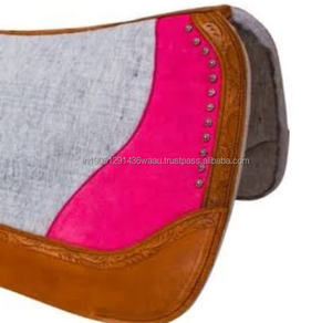 Vente chaude Premium Rose Nouvelle-Zélande Laine Feutre Western Tapis De Selle Vardhman En Gros Coton Cuir Patch Conception Cheval Polaire - Product Image 3