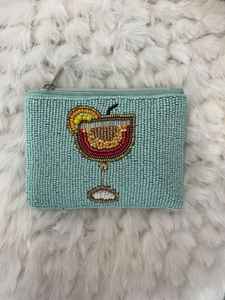 Pochette à monnaie brodée à la main avec des perles de graines d'orange, fabriquée en Inde, pour femmes et filles, artisanat du fil. - Product Image 6