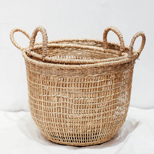 ชุดตะกร้าหวายสานแบบเปิด 2 ใบ ตะกร้าเก็บของทำมือ ขายส่ง เป็นมิตรกับสิ่งแวดล้อม ผลิตในเวียดนาม - Product Image 2