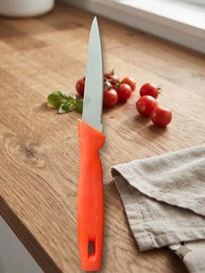 Couteau à éplucher en acier inoxydable avec manche en plastique orange, couteau tranchant pour couper les fruits et les légumes, pour la préparation des aliments en cuisine - Product Image 3