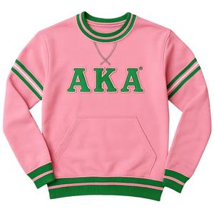 เสื้อสเวตเชิ้ตคอกลมผ้าฟลีซสีชมพูแบบเรียบ  ออกแบบเองสำหรับชมรมนักศึกษากรีก  พร้อมด้วยผ้าถักแบบริบระบายอากาศดี  ดีไซน์แขนเสื้อและด้านหน้าสำหรับฤดูหนาว - Product Image 1