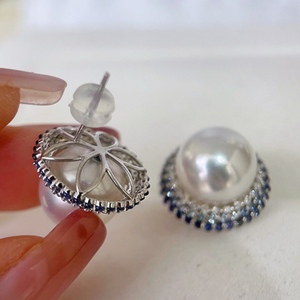 Versátiles Pendientes de Perlas Redondas de Color Verde Pavo Real de 11-12 mm, Plata de Ley 925, con Pequeñas Imperfecciones, Diseño Popular de Tacones Altos para Mujer - Product Image 3