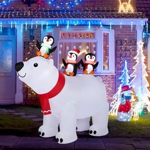 Decorazione natalizia gonfiabile illuminata da 1,5 m, divertente orso polare e pinguino con luci LED, decorazioni da esterno per il giardino. - Product Image 2