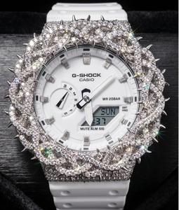 Montre Blanche Étincelante pour Homme, Bijoux Hip Hop, Montre de Luxe Moissanite Entièrement Sertie - Product Image 1