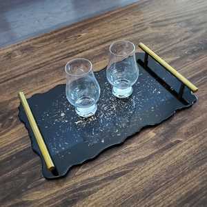 Bandeja Ovalada de Resina para Servir, con Diseño de Borde Blanco y Dorado, Decoración para Fiestas y Pascua, Bandeja para Perfumes y Pendientes a Bajo Precio - Product Image 1