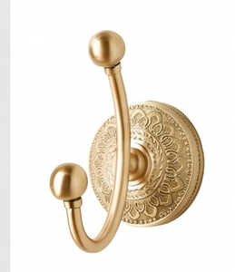 Artisanal Vintage Golden Wall <b>Hook</b> With Floral Design Metal Single <b>Hook</b> For Clothing Rust Resistant Wall Mounted - Product Image 3