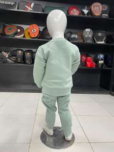 ชุดเสื้อผ้าเด็กแขนยาวผ้าฝ้ายเนื้อนุ่ม ชุดลำลองมีฮู้ดสำหรับเด็ก ฤดูใบไม้ผลิ ฤดูใบไม้ร่วง สีพื้น ชุดสองชิ้นสำหรับเด็กทารก - Product Image 2