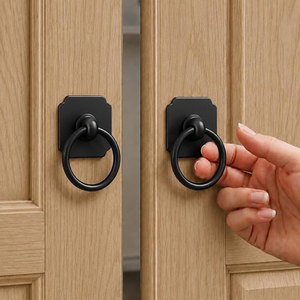 Tiradores de Anillo Plegables para Armario en Negro Mate con Placa Trasera – Tiradores de Cajón Vintage para Muebles de Cocina - Product Image 6