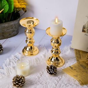 Gold Pillar Candle <b>Holders</b> Metal <b>Candlestick</b> <b>Holder</b> for Table Weddings - Product Image 1