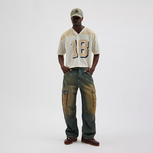 T-shirt décontracté style maillot de football à manches courtes pour homme, respirant, en maille, à rayures et imprimé numéroté, collection Printemps-Été 2026 - Product Image 3