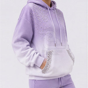 Prix raisonnable, service OEM, sweats à capuche en strass pour femmes, style unique, respirants, sweats à capuche en strass pour femmes - Product Image 4