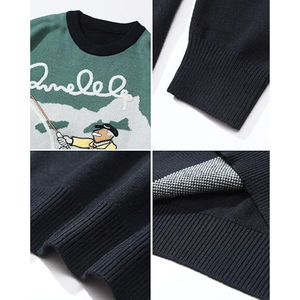 Pull en tricot à motif animalier, col rond, manches régulières, vêtements décontractés d'automne, pull en tricot pour homme - Product Image 6