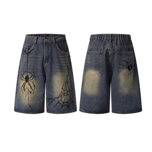 <b>Men</b>’s Denim <b>Shorts</b> Graphic Spider Web Print <b>Bermuda</b> <b>Shorts</b> Casual Streetwear Jeans <b>Shorts</b> Custom Design Wholesale price - Product Image 6