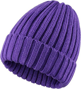 หมวกบีนนี่ถักมือ สีน้ำเงินล้วน อะคริลิก 100% สำหรับผู้ใหญ่ ใส่ได้ทั้งชายและหญิง หมวกฤดูหนาวลำลอง ขนาด 56-58 ซม. - Product Image 4