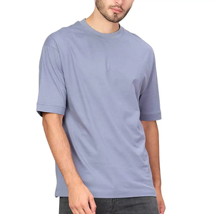 Men's Oversized Drop Shoulder T-<b>Shirt</b> Unisex Plain Cotton and <b>Polyester</b> Wholesale No Label Woven T <b>Shirts</b> - Product Image 1