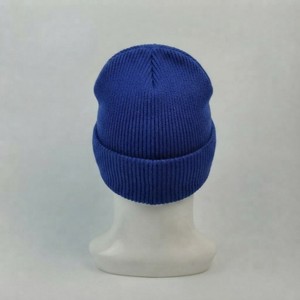 Bonnet en tricot côtelé couleur moutarde unisexe, couleur unie, avec revers, chaud pour l'hiver, en acrylique, pour adulte, décontracté, réglable, brodé, vente en gros - Product Image 6