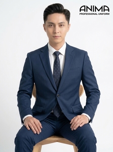 Premium Royal Navy Blue Men’s Wrinkle-Resistant Business Suit Elegant Executive Office <b>Blazer</b> and Trousers <b>Set</b> - Product Image 6