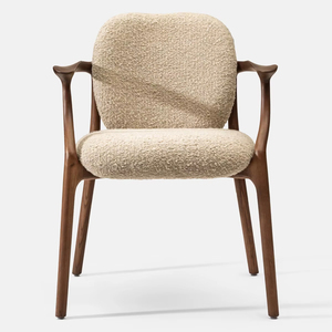 Commercial Grade Solid Wood Dining Chair Upholstered Seat Curved <b>Backrest</b> Durable Hospitality Furniture - Product Image 1