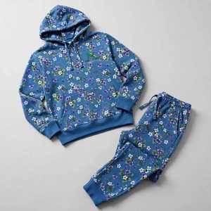 NEXTEX Unisex Ditsy Violet Floral Tracksuit Steel Blue Purple White Soft Cotton <b>Fleece</b> Hoodie <b>Jogger</b> Set for Men <b>Women</b> - Product Image 1
