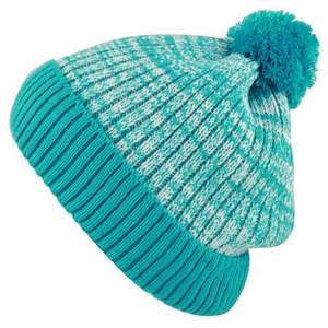 Bonnet en tricot à carreaux turquoise avec pompon, unisexe, style décontracté, taille adulte 56-58 cm, tricoté à la main en acrylique, bonnet chaud - Product Image 5