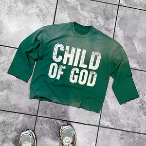 Camiseta Corta Personalizada para Hombre, 100% Algodón, Gruesa, Antiarrugas, Transpirable, Estilo Urbano, con Serigrafía, Lavado Ácido Vintage - Product Image 4