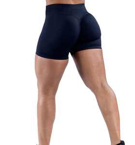 Shorts Deportivos de Cintura Alta para Mujer, Tejido Acanalado, Efecto Push-Up, para Yoga, Fitness, Running, Transpirables, de Secado Rápido, con Logotipo Personalizado, Venta al Por Mayor, OEM - Product Image 3