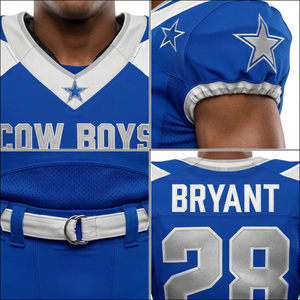 Maillot de football américain personnalisé en polyester robuste, maille filet, bleu roi, avec nom du joueur et nom de l'équipe, pour adultes et jeunes, tenue d'équipe OEM - Product Image 4