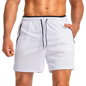 Men's Khaki Quick Dry Shorts With Drawstring Waist Zip Pockets Casual Solid Color Polyester Fabric Short Length <b>Mid</b> Rise - Product Image 3
