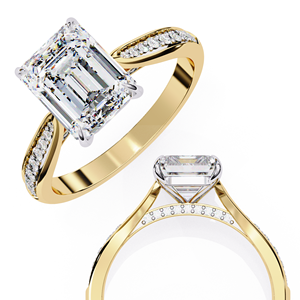 Anillo de Compromiso Clásico de Moda para Boda, con Halo Oculto, Oro de 14K, Diamante Cultivado en Laboratorio IGI de Corte Esmeralda de 2.5 CT, Regalo Ideal - Product Image 2