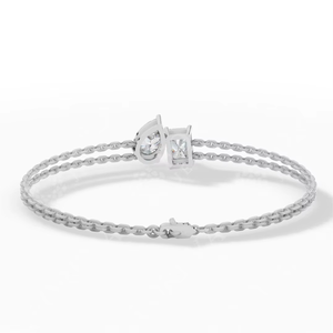 IGI Certified Lab Grown Diamond Toi Et Moi <b>Bracelet</b> | Pear & Emerald Cut Double Strand 10K Gold Luxury Fine Jewelry For Women - Product Image 4