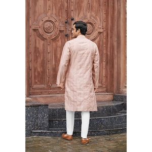 <b>Men</b>’s Silk Blend <b>Kurta</b> Set with Vertical Sequin Embroidery Perfect for Weddings & Celebrations Regular Fit <b>Kurta</b> Pajama – Casual - Product Image 2