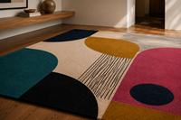 Tapis en laine tufté à la main abstrait moderne, tapis géométrique de luxe pour salon, chambre à coucher, décoration intérieure, taille personnalisée