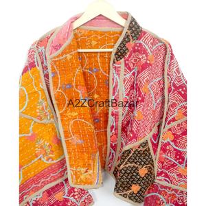 New Style Boho Indian <b>Kantha</b> Handmade Quilted Eco-Friendly Breathable Cotton <b>Jacket</b> Women's Spring Gift - Product Image 4