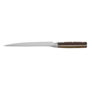 Cuchillo de Chef Clásico de 8 Pulgadas con Mango Marrón Remachado y Hoja Plateada Lisa para Cortar Verduras, Rebanar Frutas y Preparar Alimentos - Product Image 4