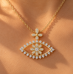 จี้เพชรทรงกลมเพาะเลี้ยงในห้องปฏิบัติการ ทองคำแท้ 14K 18K รูปทรงกลุ่มดวงตาประดับดอกไม้ DEFVVS สร้อยคอแต่งงาน เครื่องประดับชั้นดี ODM - Product Image 3