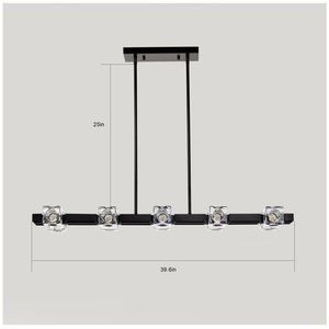 Lampadario Moderno a 8 Luci per Sala da Pranzo, Stile Rustico, Nero, Lineare, con Cristalli, Nuovo Design di Illuminazione Sospesa - Product Image 5