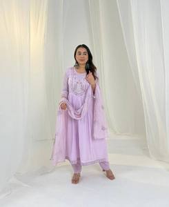 High Quality Women's Clothing-Premium Cotton Salwar Kameez Embroidery Recycled <b>Materials</b> Navy <b>Blue</b> Green Pakistani Style - Product Image 1