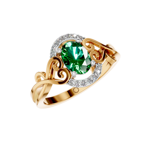 Émeraude ovale certifiée IGI, 1 carat, design spirale vintage en or 14 carats, cadeau classique pour mariage, fiançailles ou fête - Product Image 6