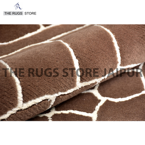 Tapis en laine marron noué à la main, motif pavés organiques moderne, tapis persan à poils ras pour salon et hôtel - Product Image 1