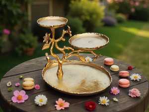 Gold Tiered Serving Stand Stainless Steel Display Tray Decorative Cake <b>Plate</b> <b>Rack</b> for Party Dining - Product Image 2