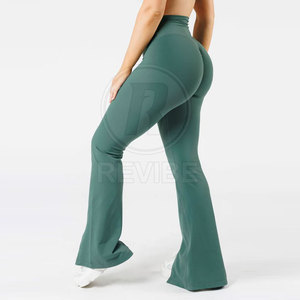 Wholesale Custom Made Yoga Mid Waist Casual Women <b>Flare</b> <b>Legging</b> High Quality Eco-Friendly Breathable Spandex/Polyester - Product Image 2