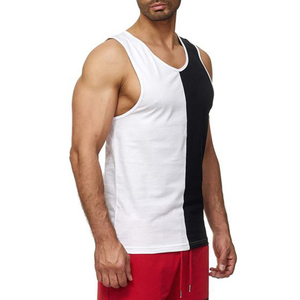 <b>Men's</b> Color Blocked Sleeveless Tank Top O-Neck Solid Knitted Casual Style <b>White</b> Black - Product Image 4