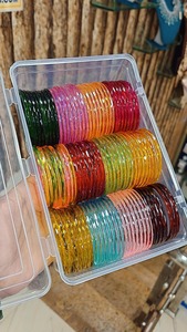 Kashmiri Jelly Glass <b>Bangles</b> Set Transparent Colorful <b>Indian</b> Women Bracelet Assorted Design Lightweight Party Wear Festival - Product Image 3