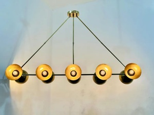 Lustre géométrique moderne en laiton, luminaire de plafond, décoration intérieure pour salon, design durable - Product Image 3