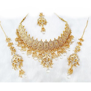 Indian Royal Copper Zircon Gold Plated Vintage Bridal Jewelry Set Flower Design Women Engagement Wedding Party Traditional - Product Image 1