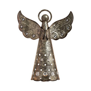 Handmade set of 2 Metal Angel Ornaments Rustic Style Hanging Decoration Christmas <b>Tree</b> <b>Topper</b> Unique Shape Design - Product Image 4