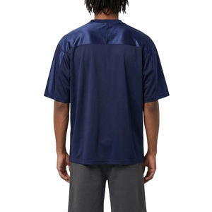 Maillot de football pour homme, bleu marine, en maille, avec col en satin, col en V, vêtements de sport athlétiques, maillot personnalisé en gros - Product Image 3