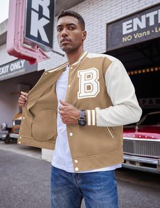 OEM Bulk Custom Embroidered Windproof High Street Style Autumn Letterman <b>Varsity</b> <b>Jackets</b> Unisex <b>Vintage</b> Baseball <b>Jacket</b> - Product Image 2